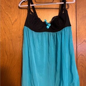 Torrid Black and Turquoise Babydoll Nightie